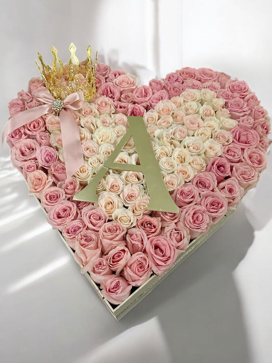 Personalized Heart Shaped Floral Arrangement with Initial and Wreath