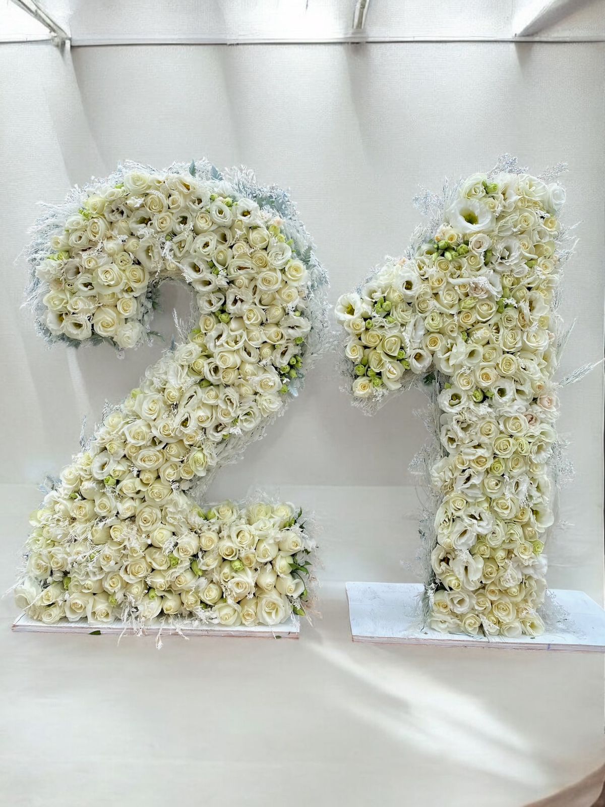 Personalized Floral Numbers with White Roses