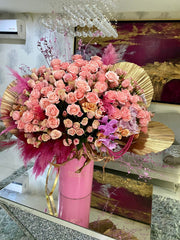 Luxury Floral Arrangement in Pink Tone with Gold Details