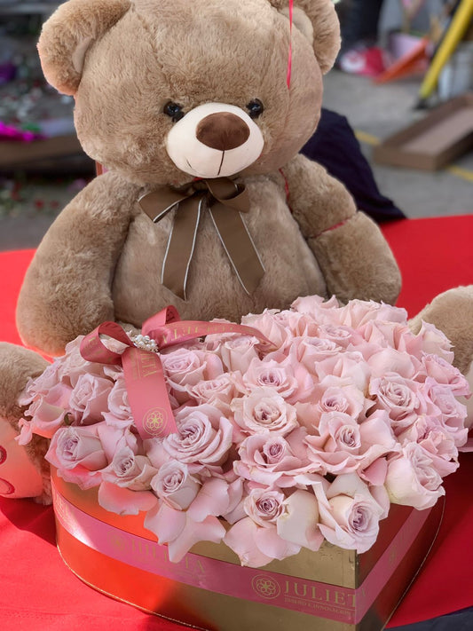 Premium Teddy Bear and Roses Box Set