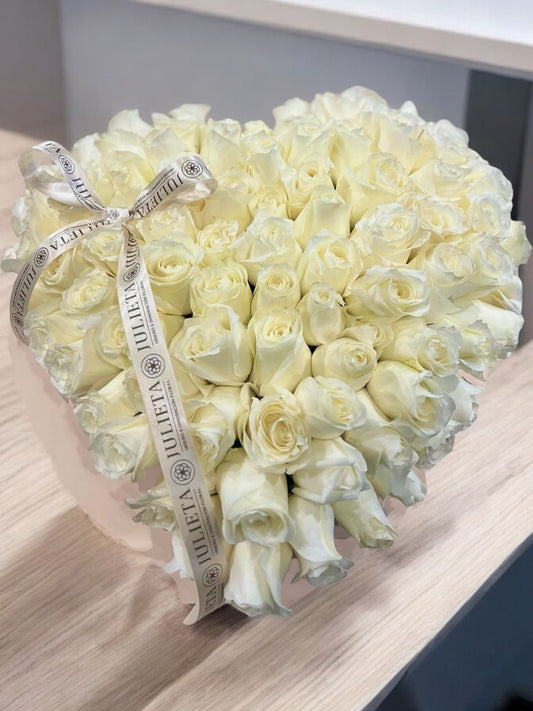 Heart Shaped Floral Arrangement with White Roses