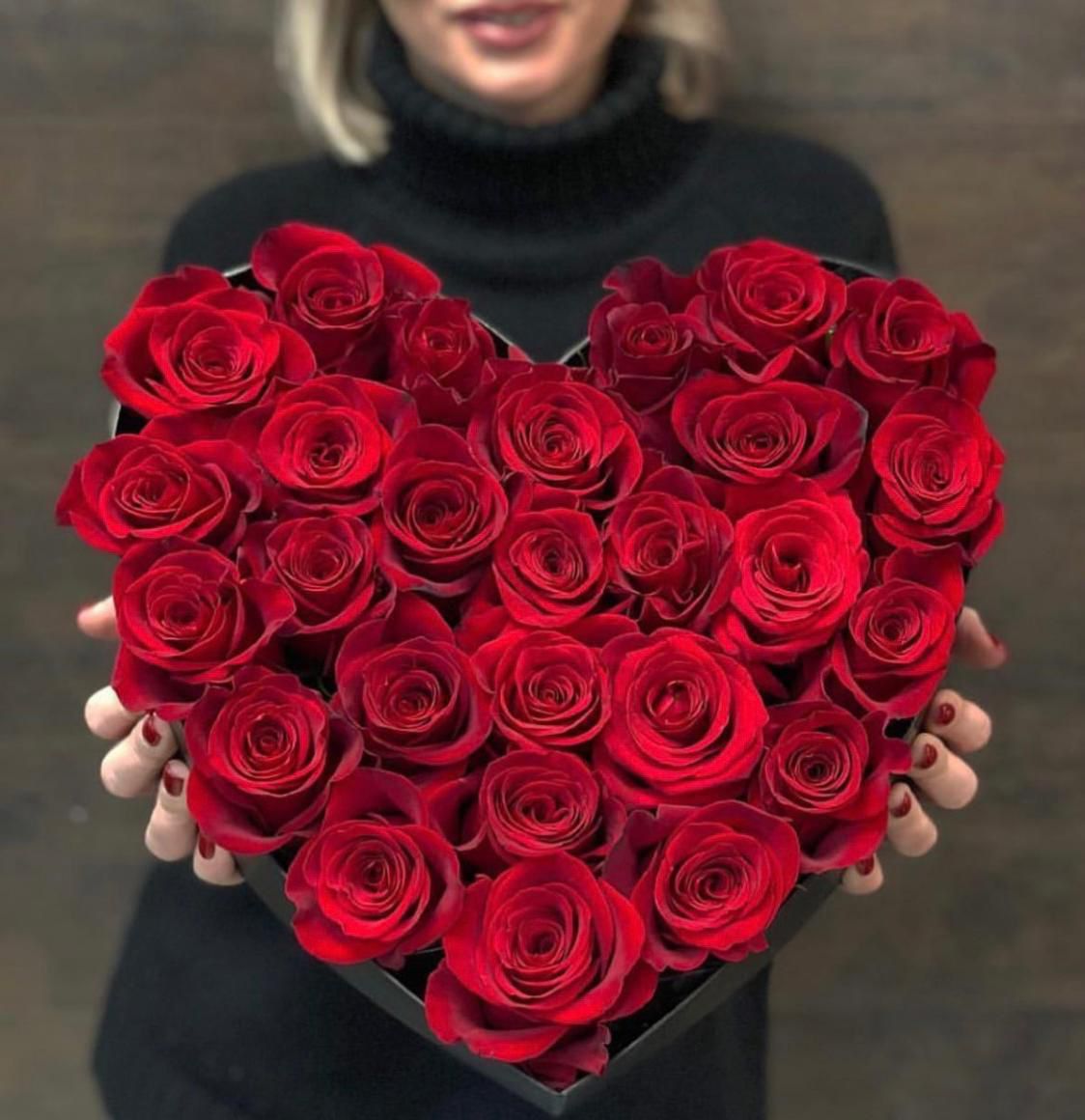 Heart Shaped Box with Red Roses